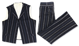 John Entwistle Personally Owned & Worn Blue Pinstripe Vest & Trousers -- Stage Clothes Custom Made for Entwistle